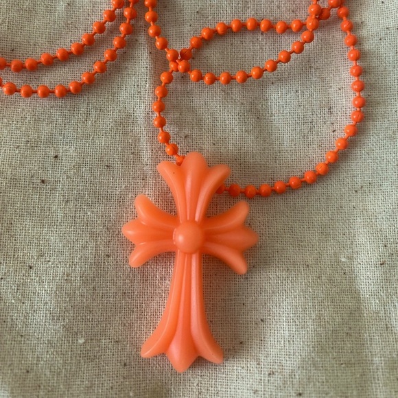 Chrome Hearts Other - Tokyo 20th anniversary chrome hearts Orange silicone cross pendant necklace